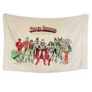 Vintage 1977 Super Friends DC Comics Superheroes Superman Batman Pillow Case